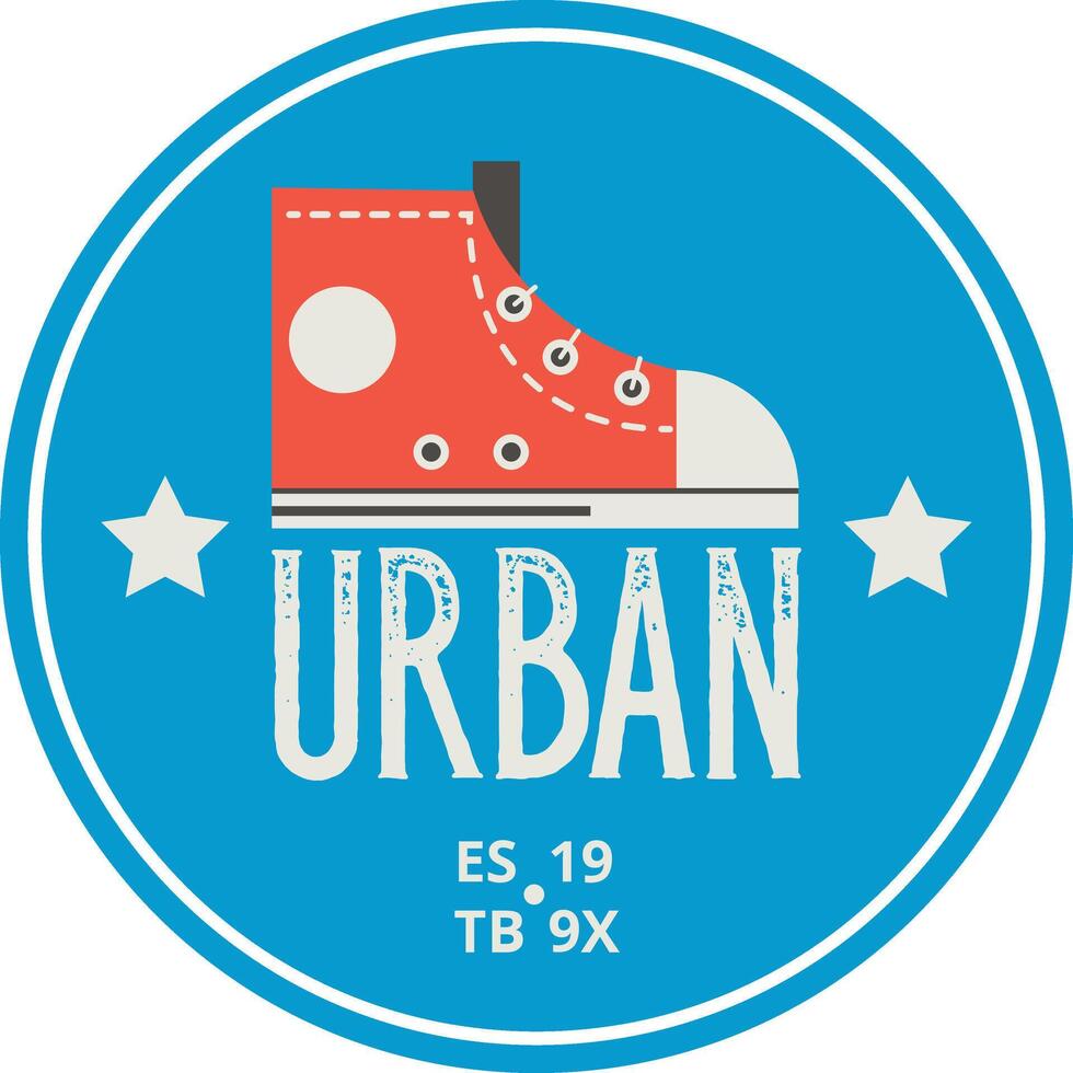 urbano logo con un rojo zapato y estrellas vector