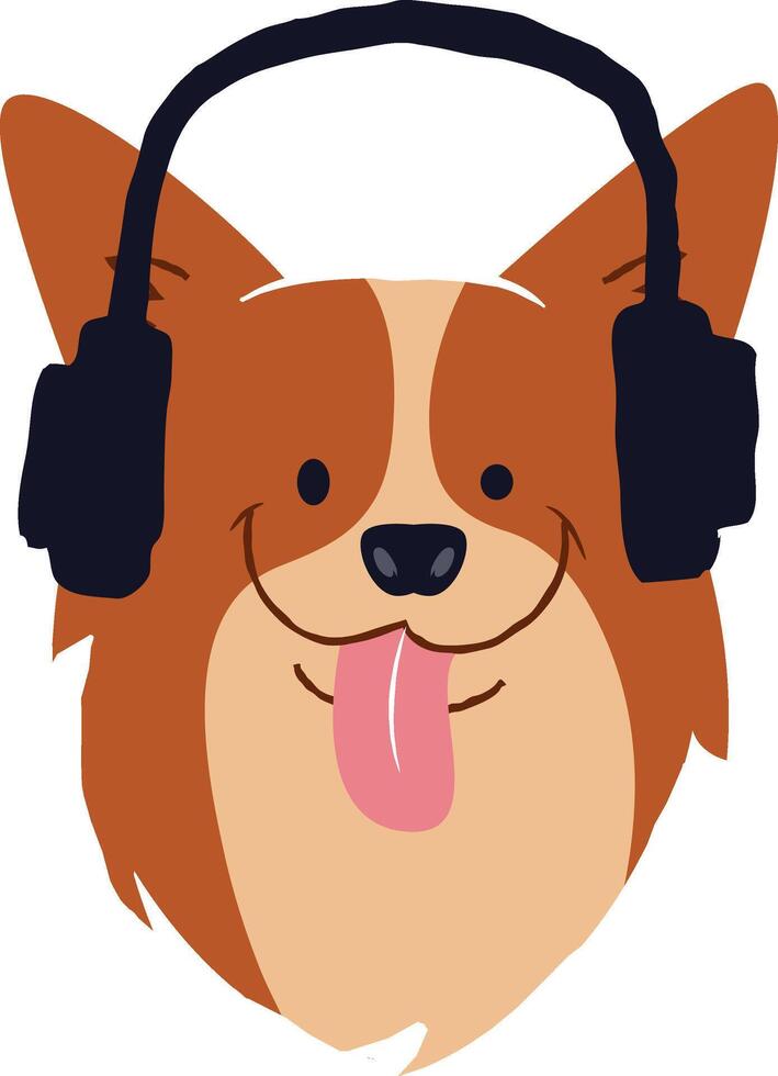 perro escucha música vector