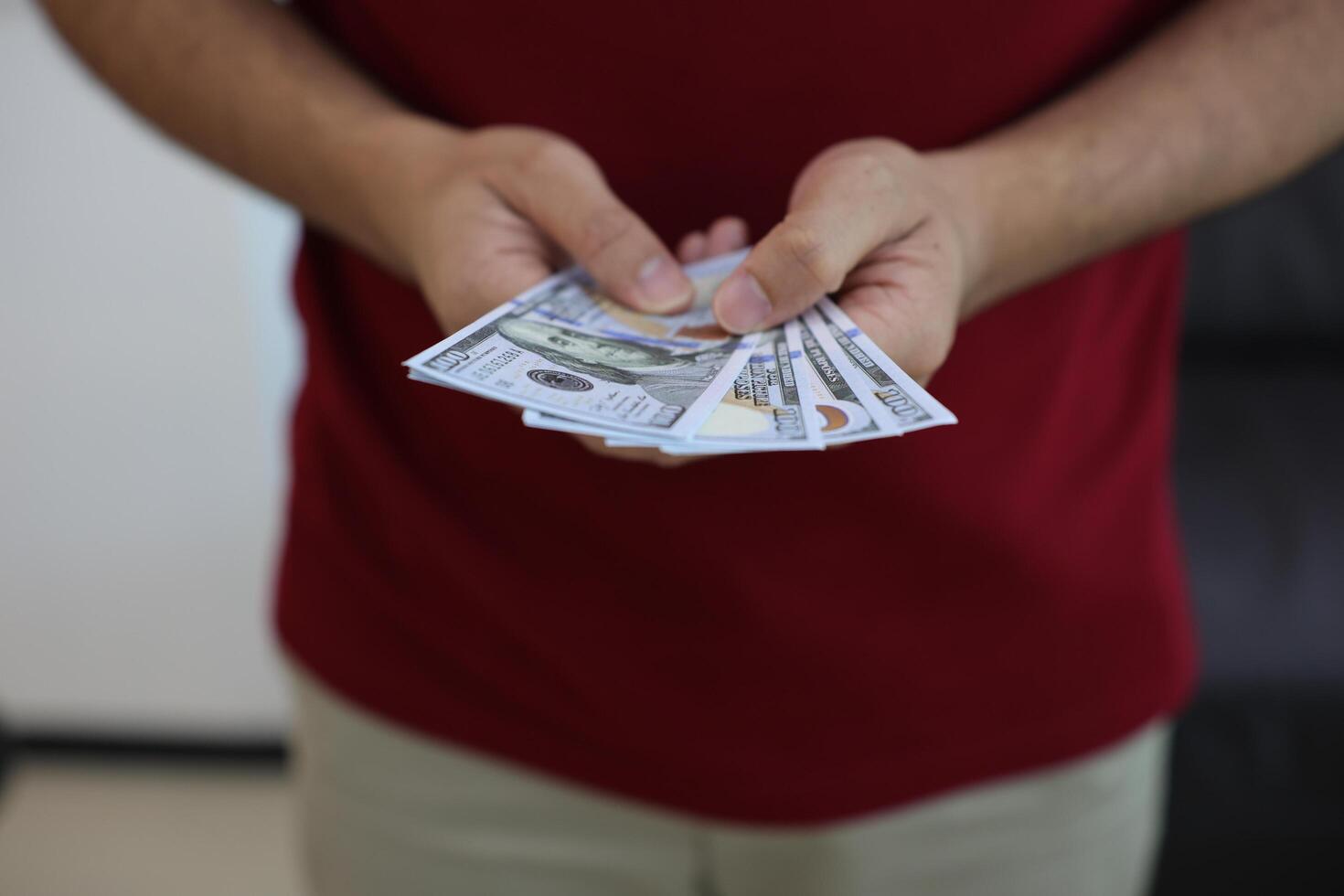 Money dollar bill with hand photo