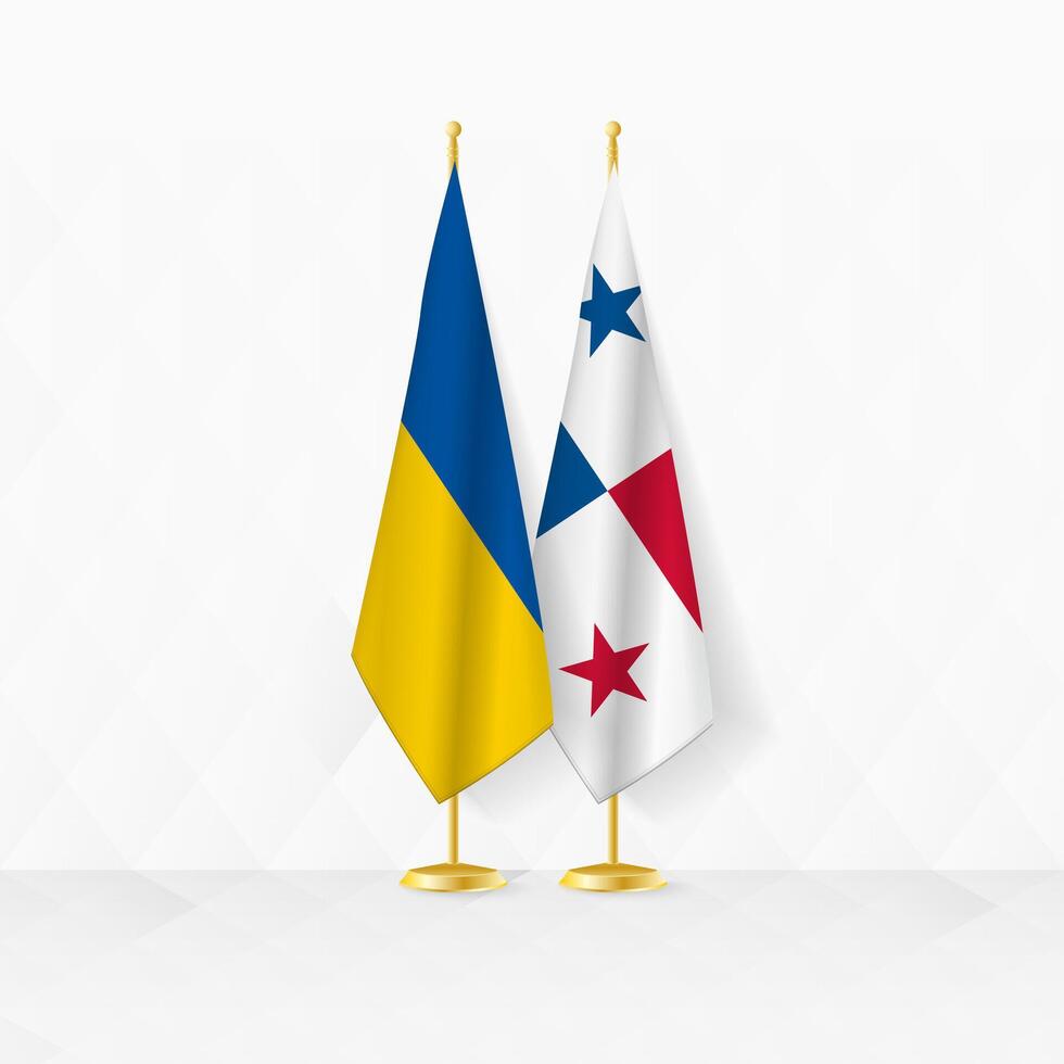 Ucrania y Panamá banderas en bandera pararse, ilustración para diplomacia y otro reunión Entre Ucrania y Panamá. vector