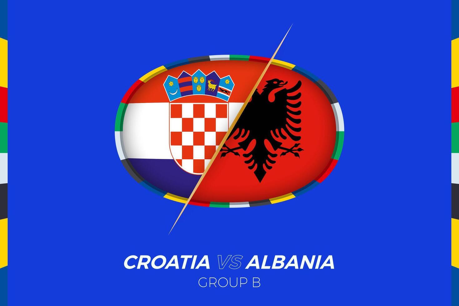 Croatia vs Albania football match icon for European football Tournament 2024, versus icon on group stage. vector