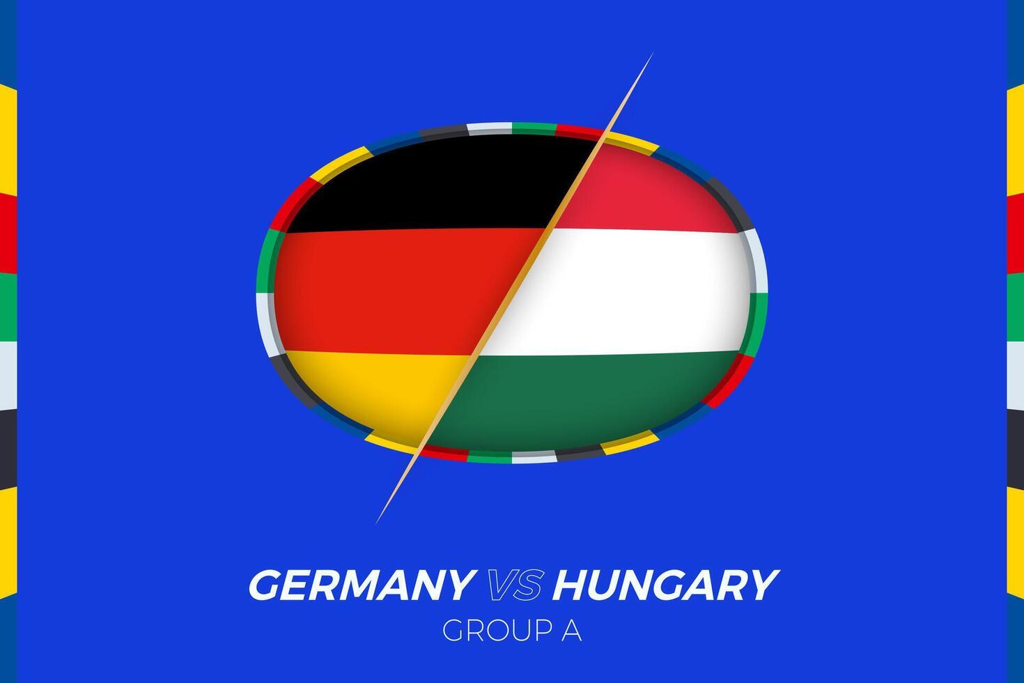 Germany vs Hungary football match icon for European football Tournament 2024, versus icon on group stage. vector