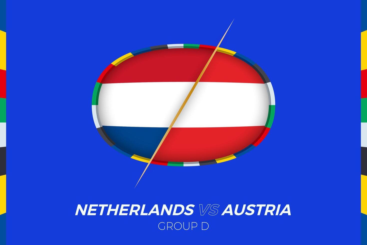 Netherlands vs Austria football match icon for European football Tournament 2024, versus icon on group stage. vector