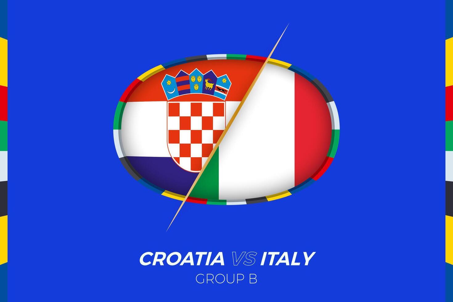 Croatia vs Italy football match icon for European football Tournament 2024, versus icon on group stage. vector