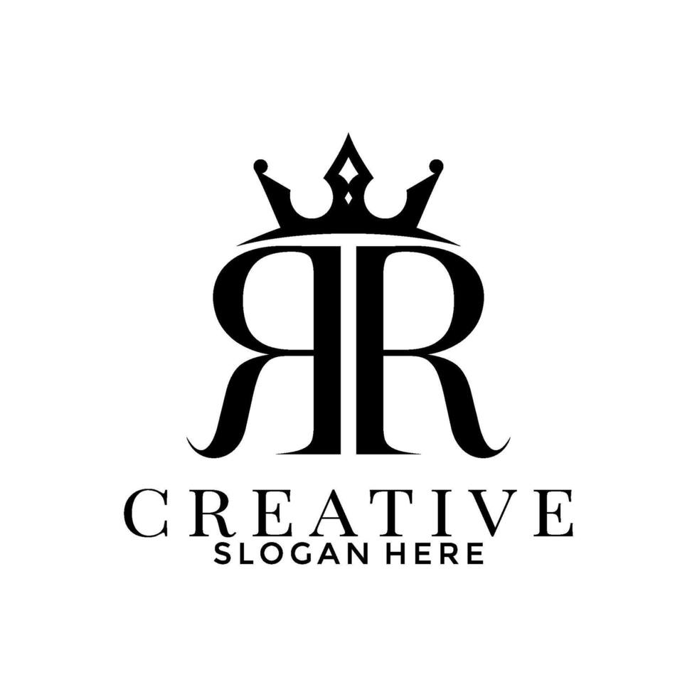 Letter R or RR with Crown logo, Simple Elegant Initial logo design template vector