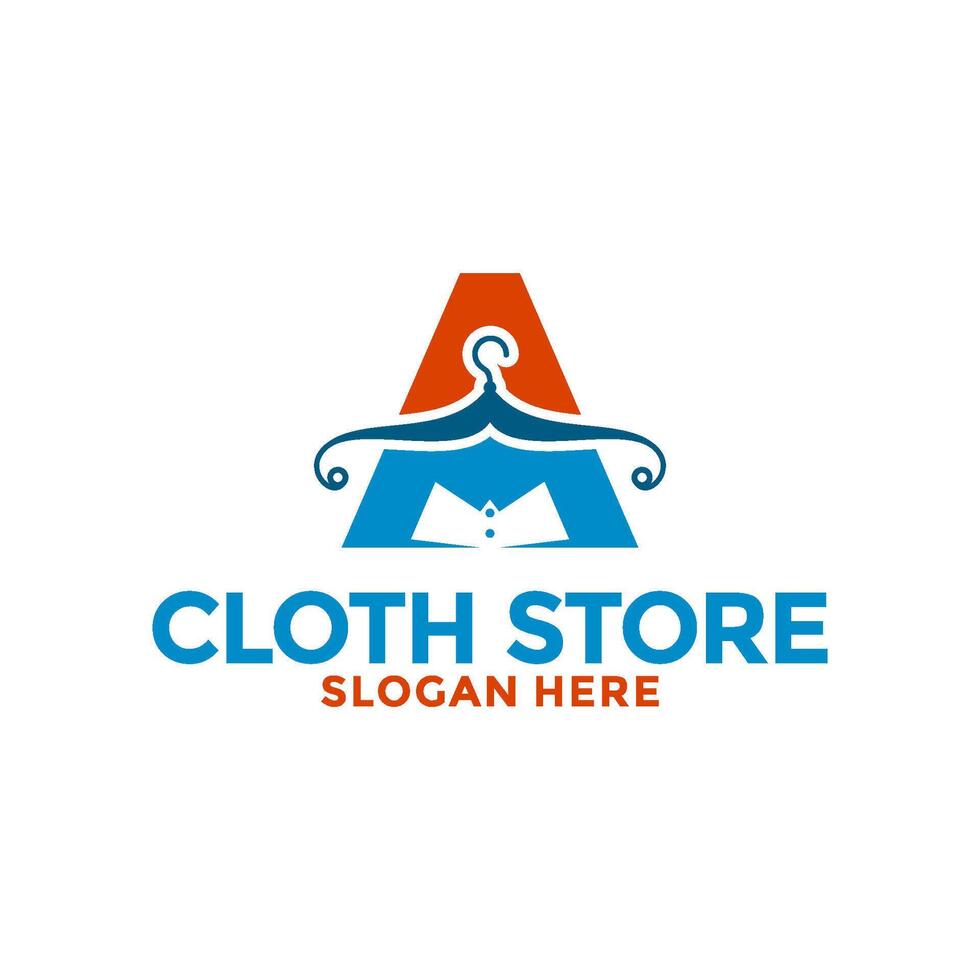 clothing store with initial letter A logo design inspiration. Cloth Shop logo vector template
