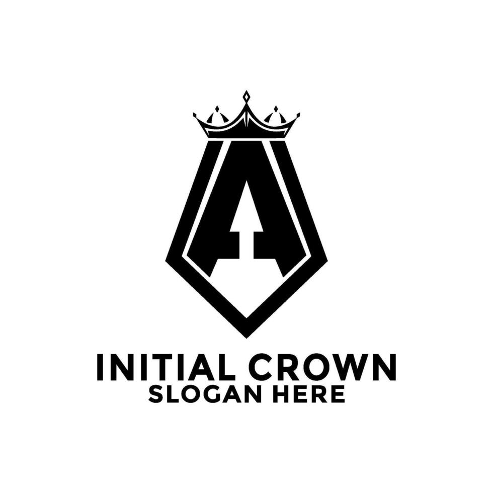 Letter A Shield With Crown Logo design, Initial Letter Logo design template vector