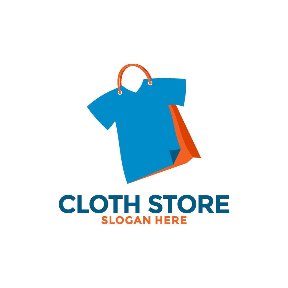 T-Shirt with Bag shop clothing store logo design inspiration. Cloth Shop logo vector template