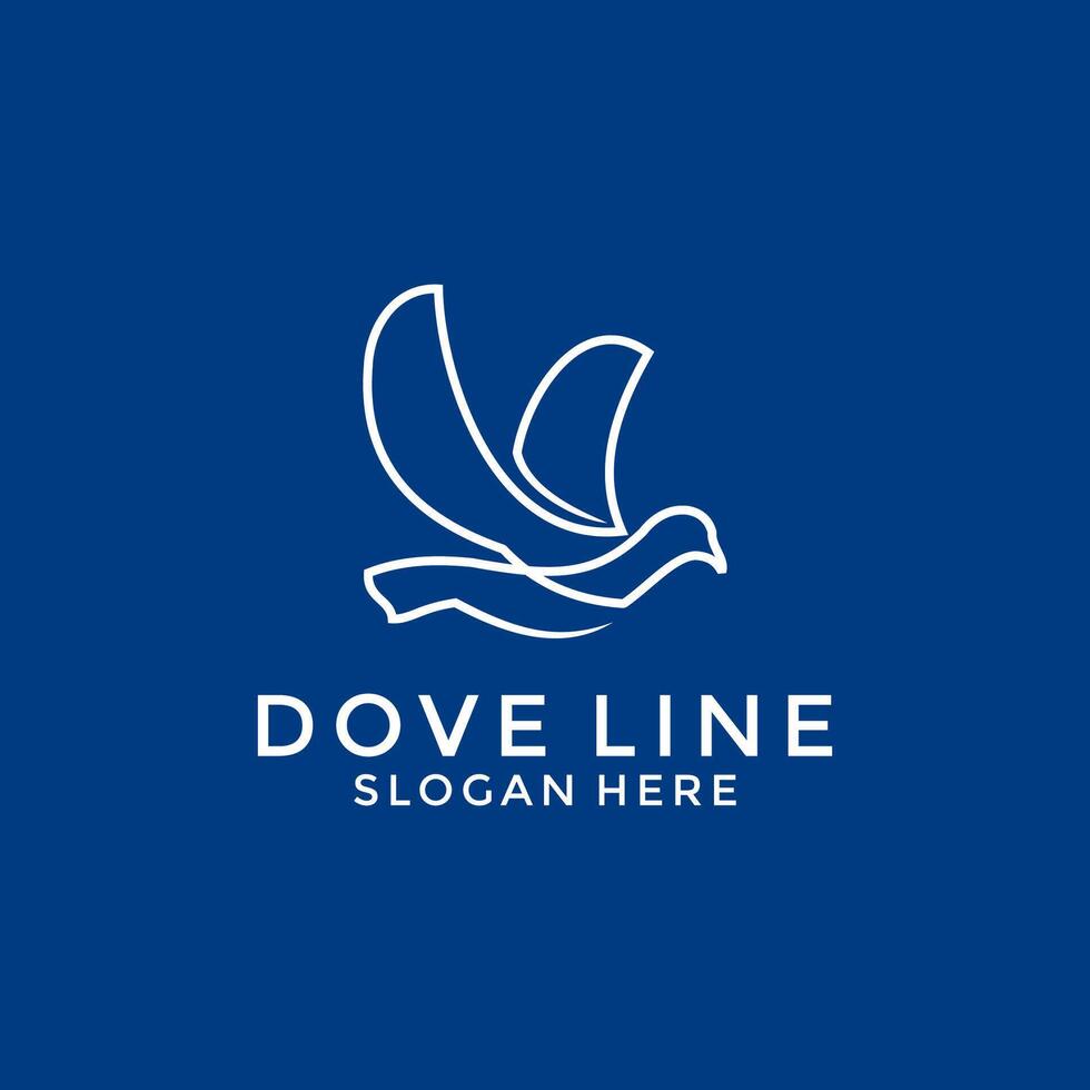 Bird dove icon logo vector, line art dove logo design template vector