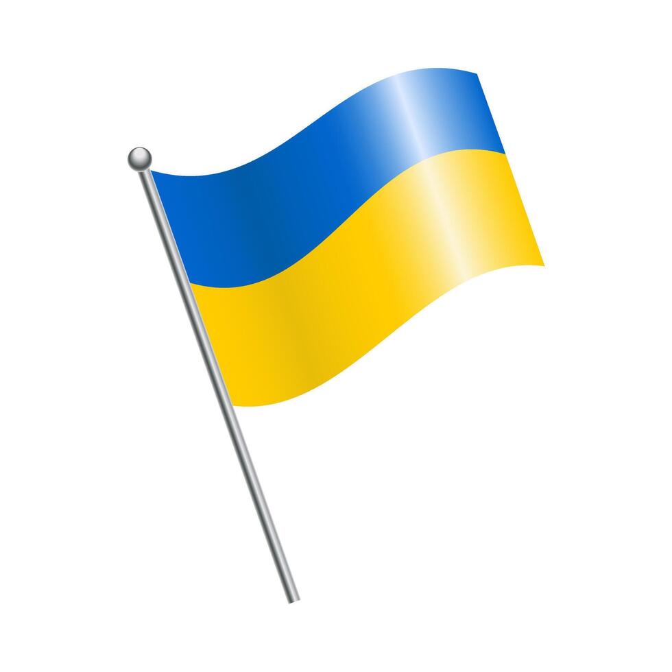 Ukrainian flag. The national canvas of blue and yellow flutters in the wind.  Vector. vector