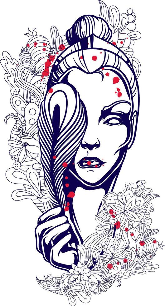 vector t-shirt design with girl face