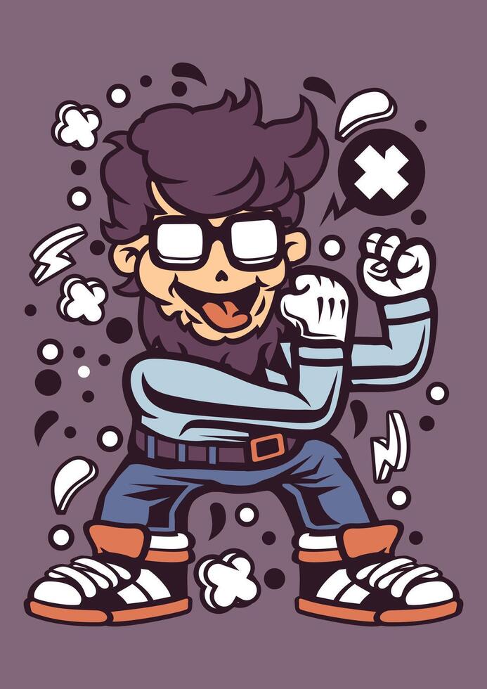 hipster combatiente Arte vector