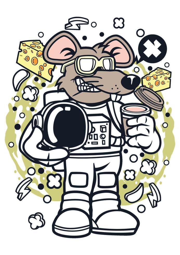 Rat Astronaut art vector