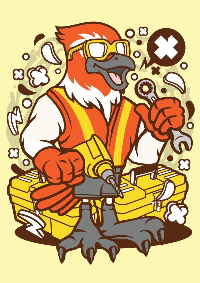 Bird Mechanic Worker vector