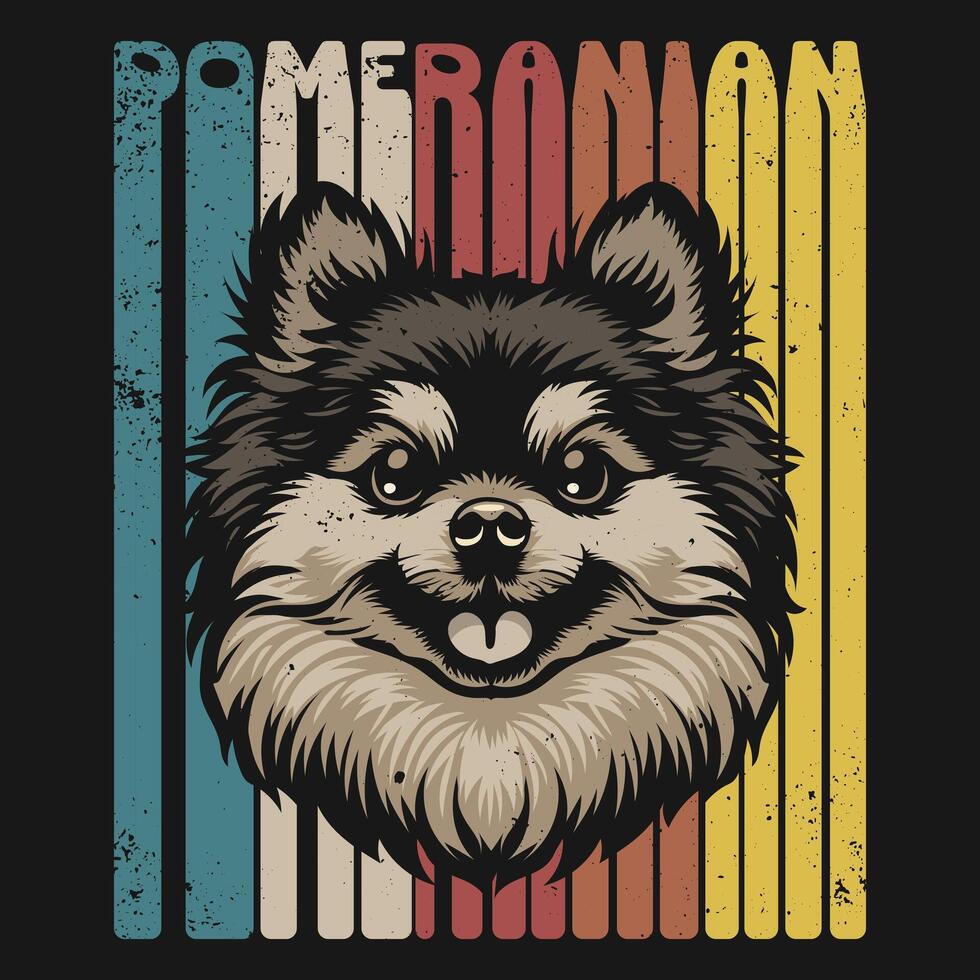 retro pomeranio perro camiseta diseño vector ilustración