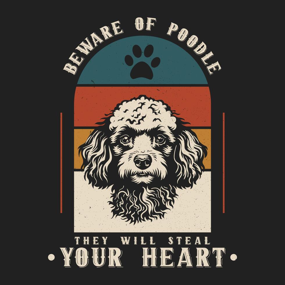 Poodle Dog Retro Tshirt Design  Vector Illustration