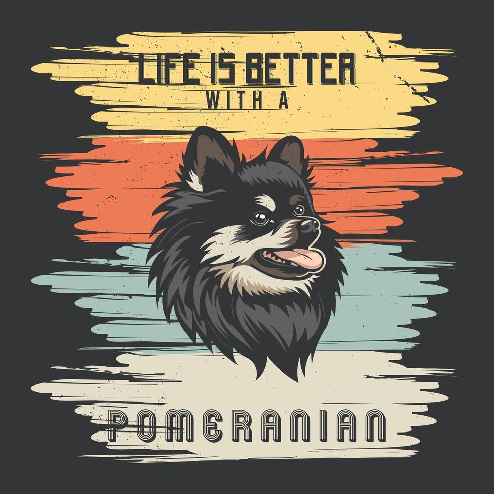 pomeranio perro retro camiseta diseño vector ilustración