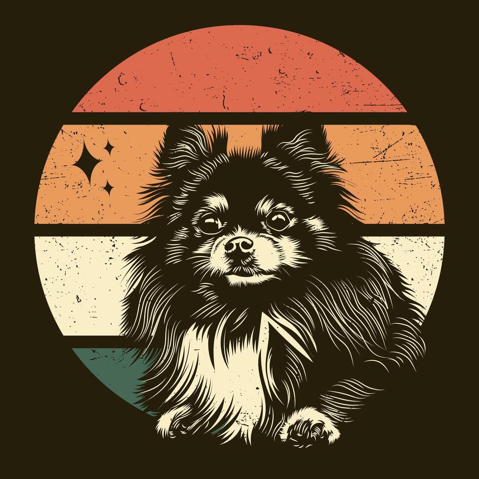 pomeranio perro retro camiseta diseño vector ilustración