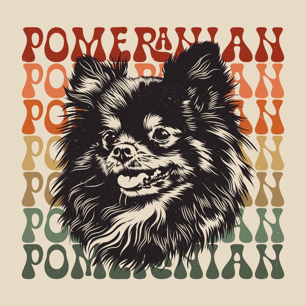 pomeranio perro retro ambiente t camisa diseño vector ilustración