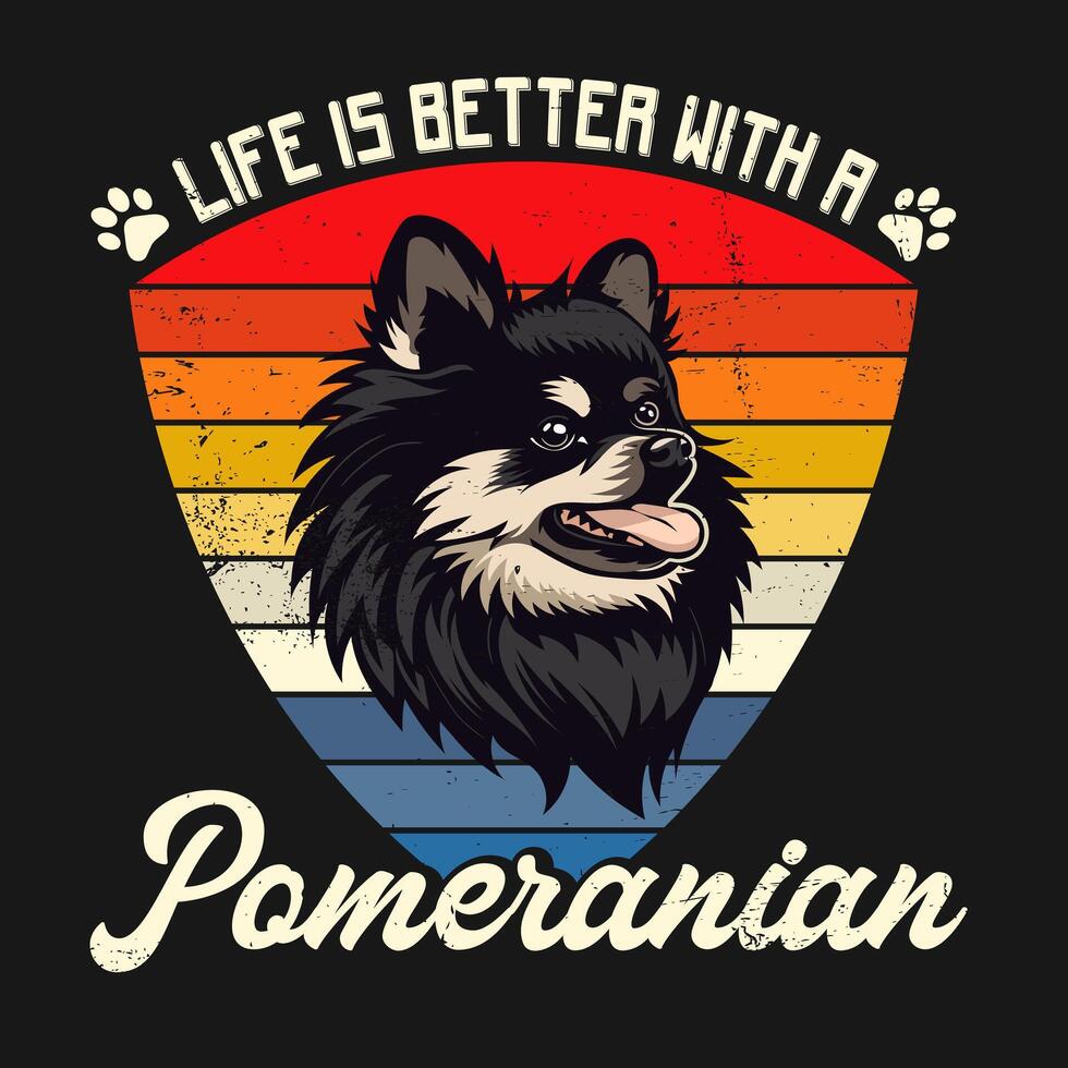 pomeranio perro retro camiseta diseño vector ilustración