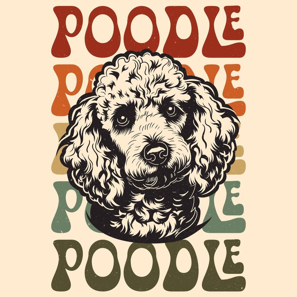 Poodle Dog Retro Tshirt Design  Vector Illustration