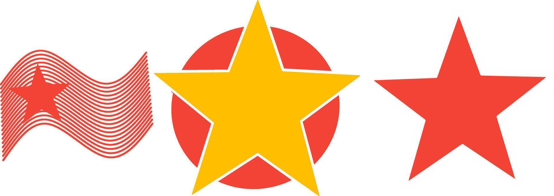 Icon set of red star and stripes flag, and yellow frame vector