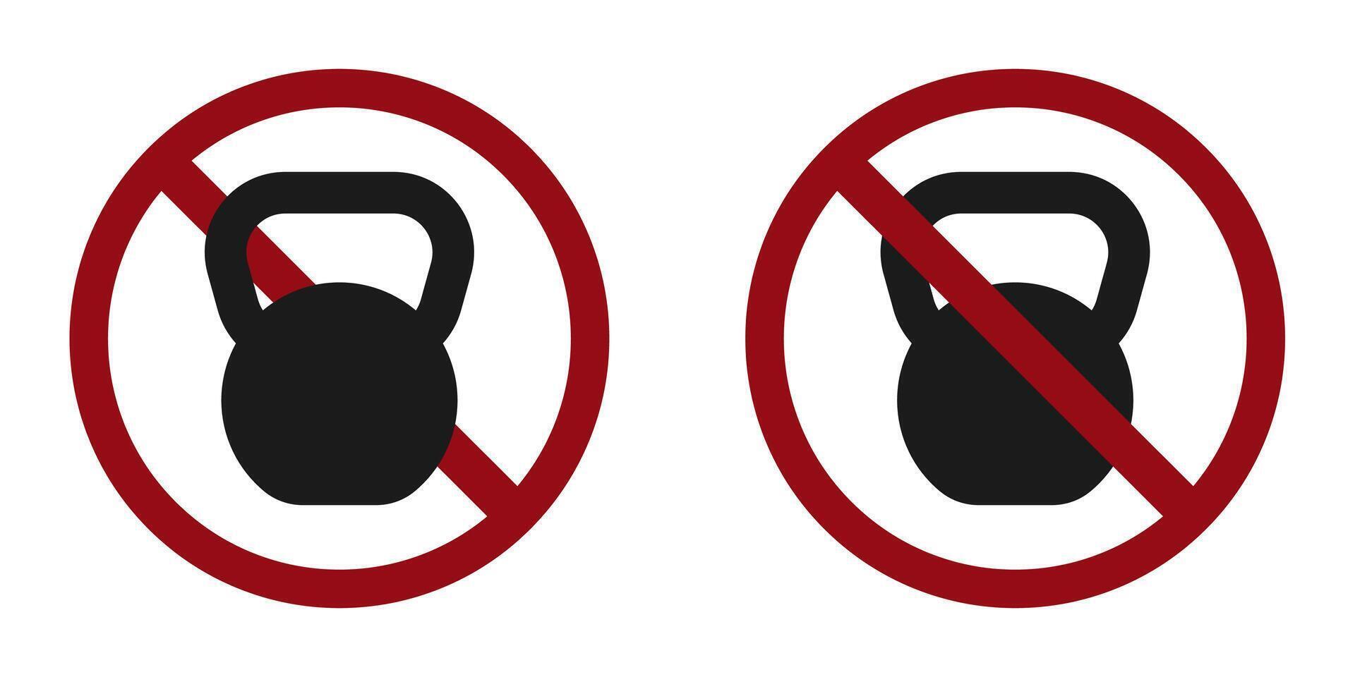 heavy weight ban prohibit icon. Not allowed access to exercise. vector