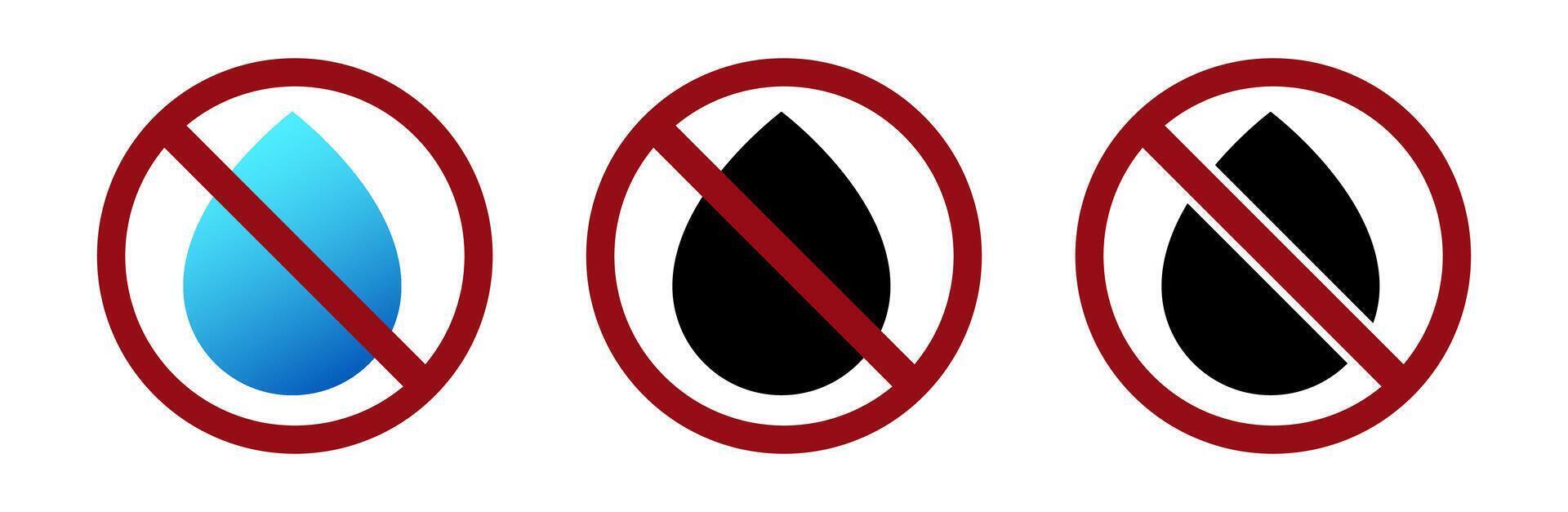 water droplet ban prohibit icon. Not allowed moisture vector