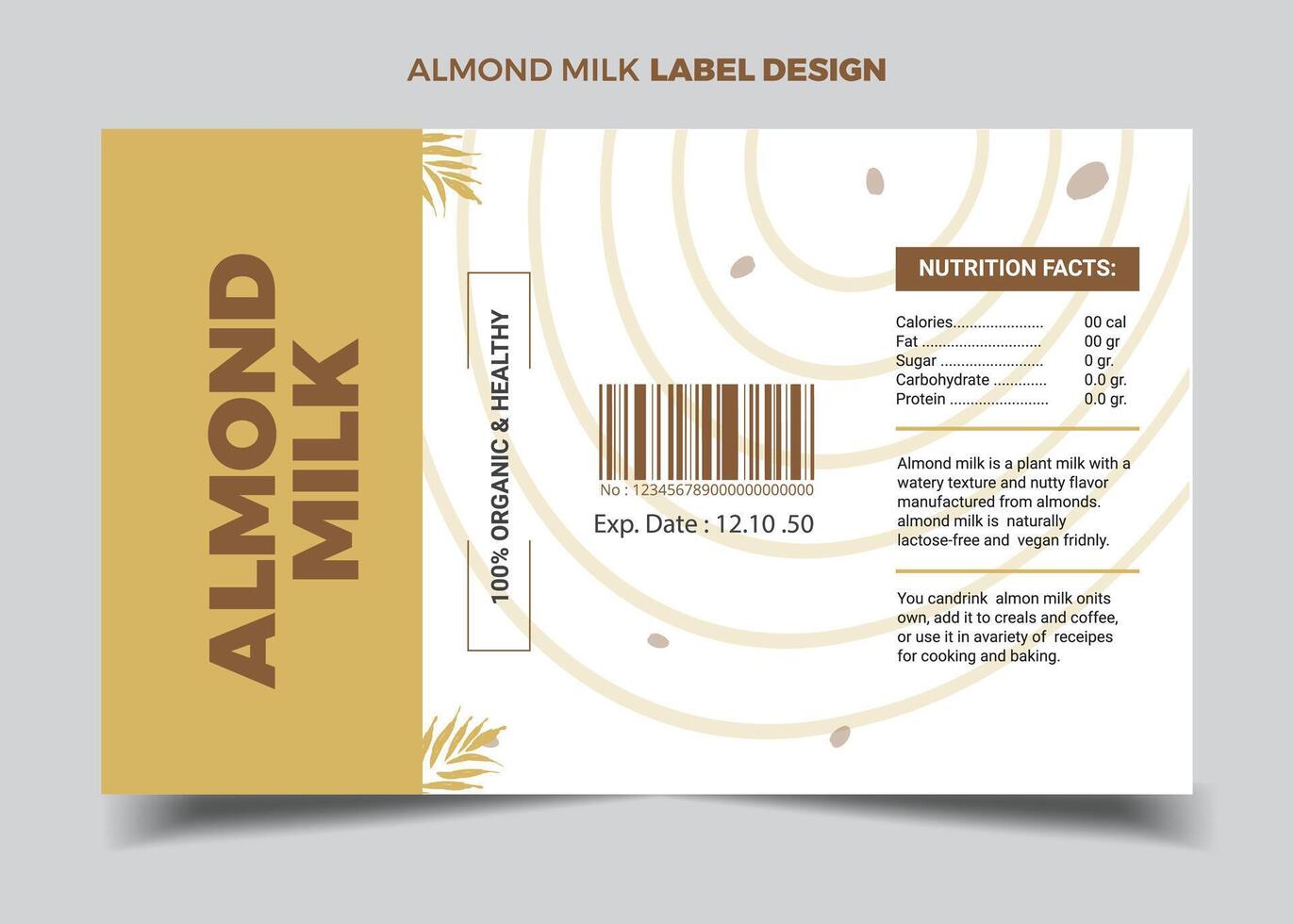 Almond nut Label Design Template vector