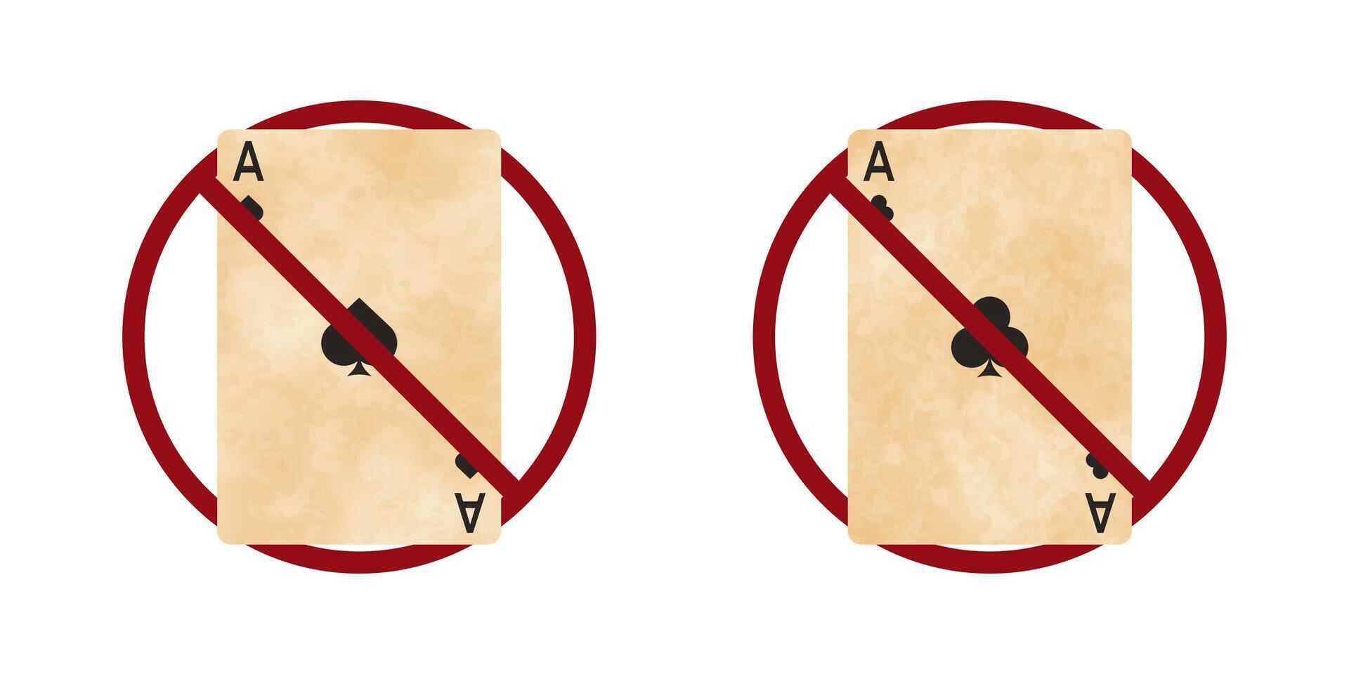 póker prohibición prohibir icono. no permitido ilegal juego . vector