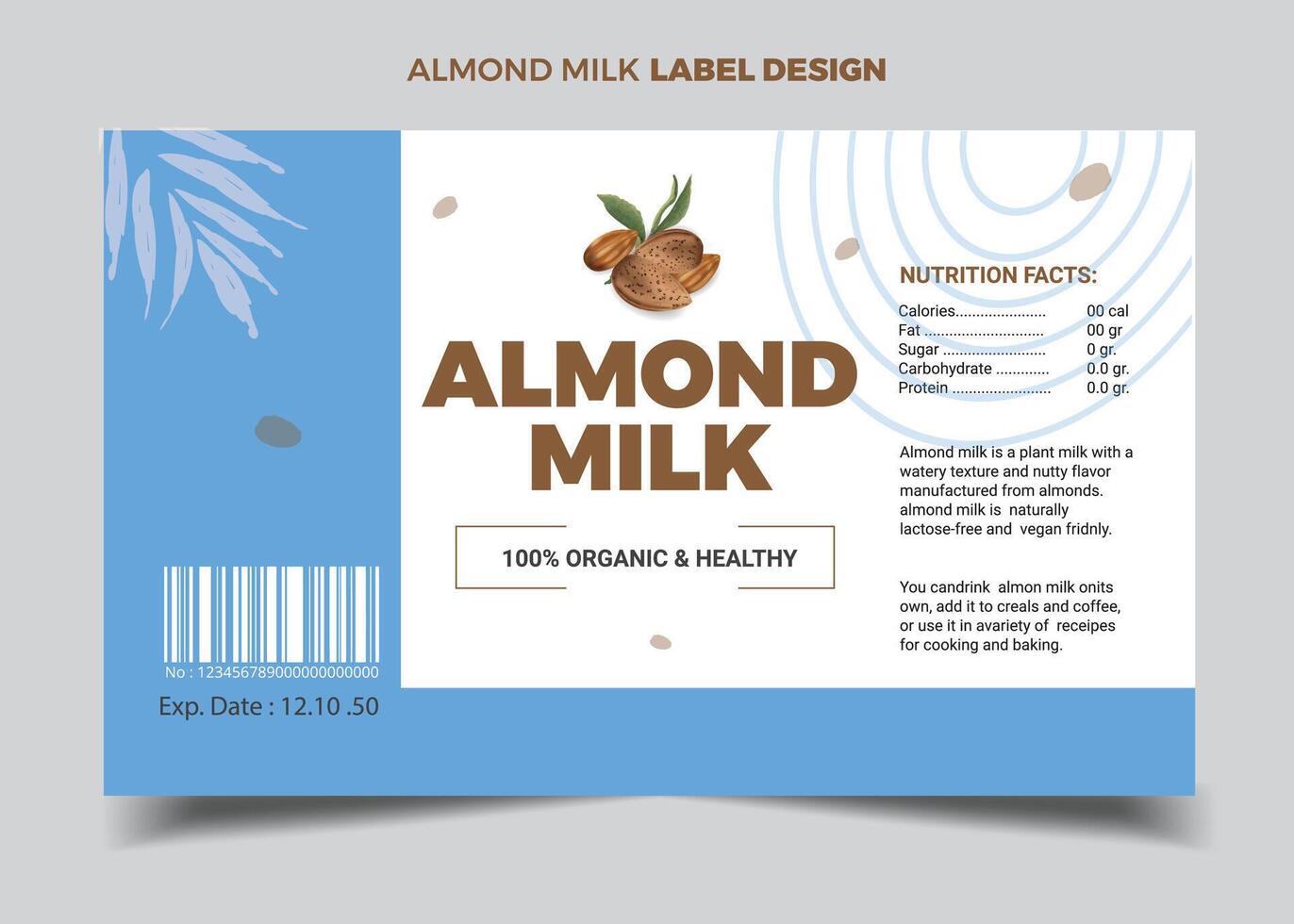 Almond nut Label Design vector