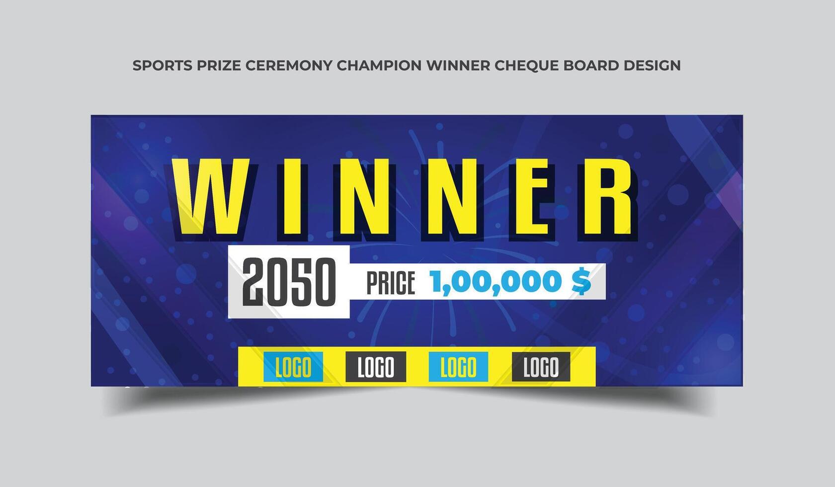 Sports Prize ceremony Champion winner cheque Board Design vector