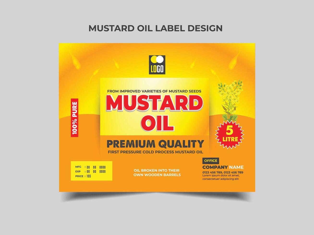 Mustard oil label design Template vector