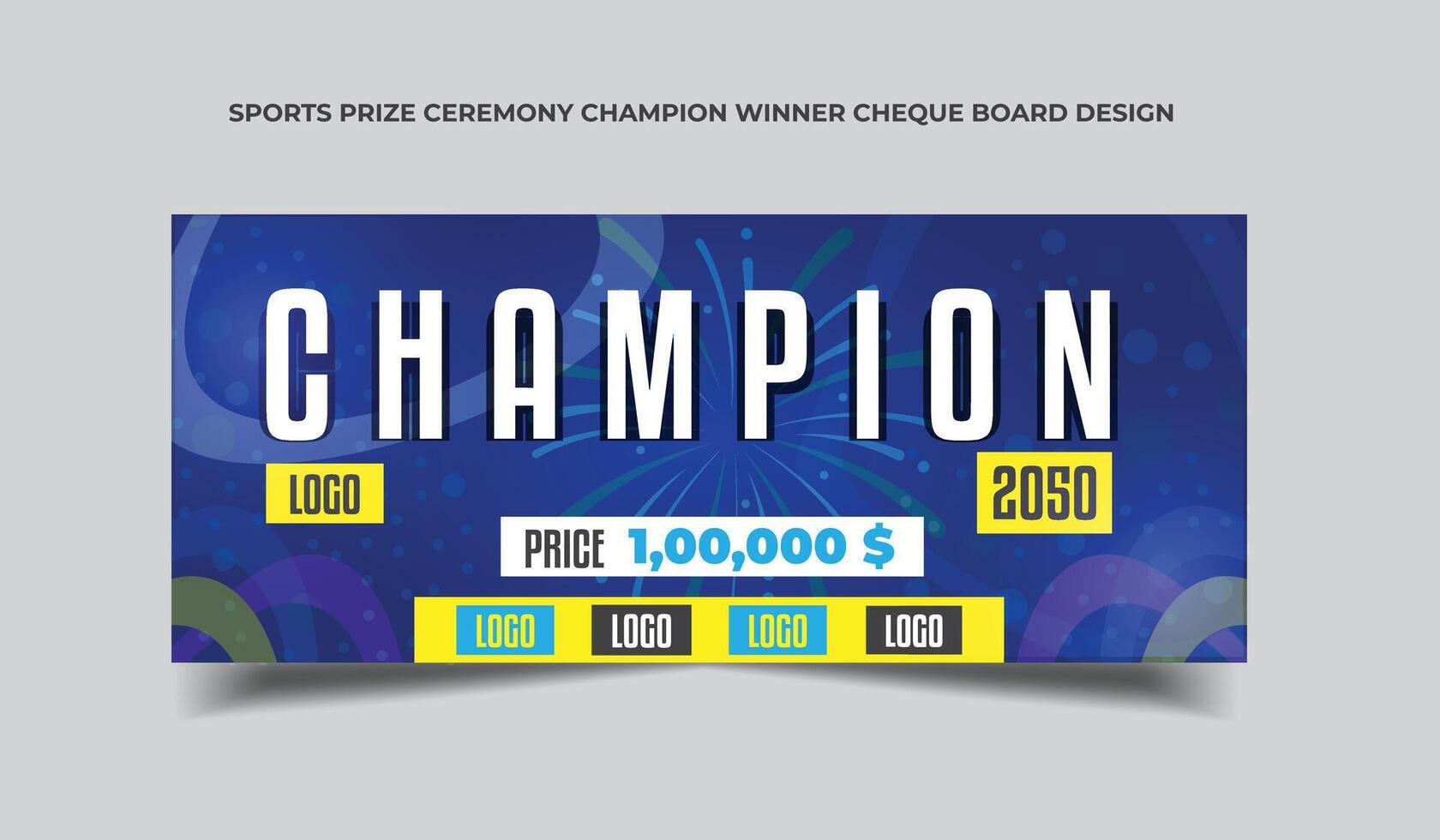 Sports Prize ceremony Champion winner cheque Board Design vector