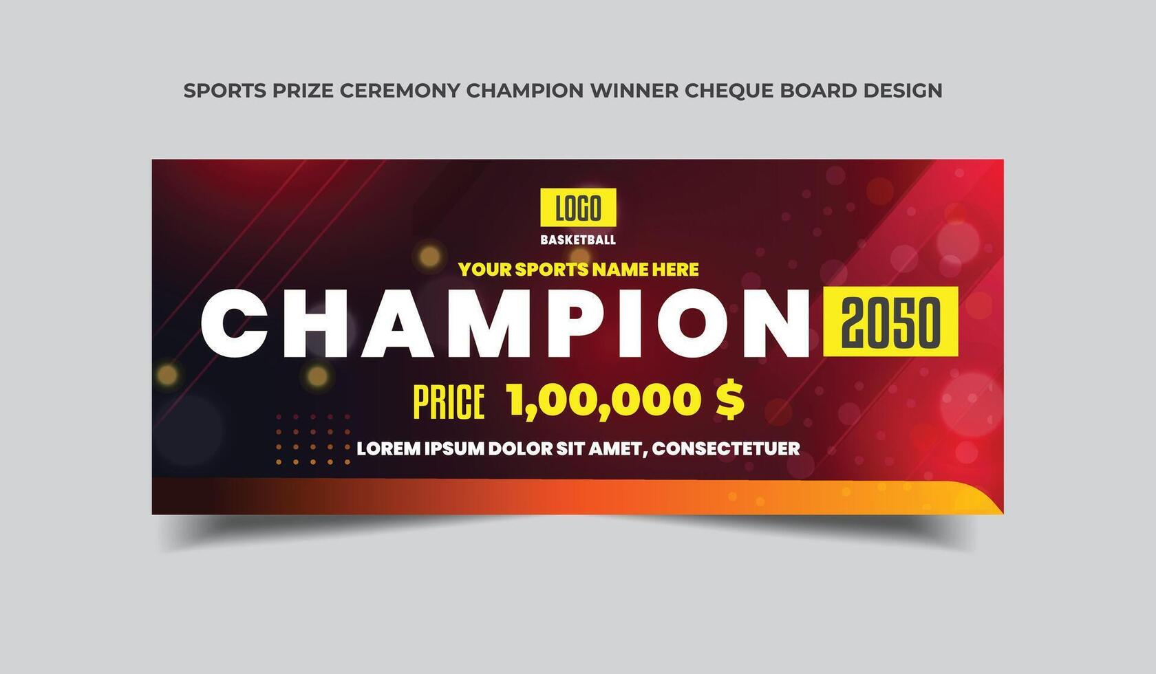 Sports Prize ceremony Champion winner cheque Board Design vector