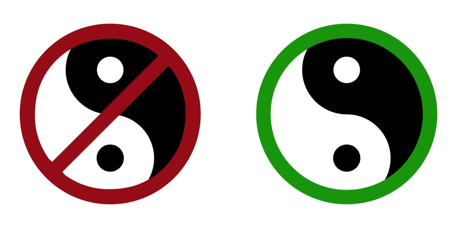 Balance ban prohibit icon. Not allowed yin yang vector