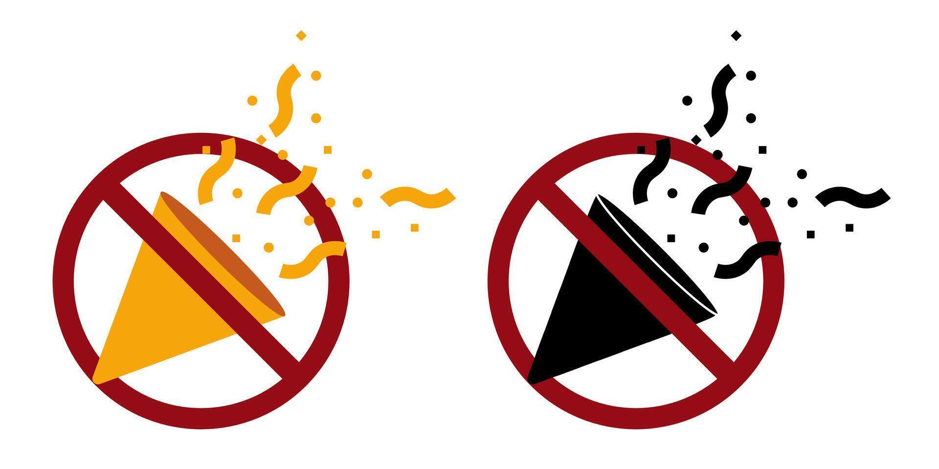 party fireworks ban prohibit icon. Not allowed fire crackers vector