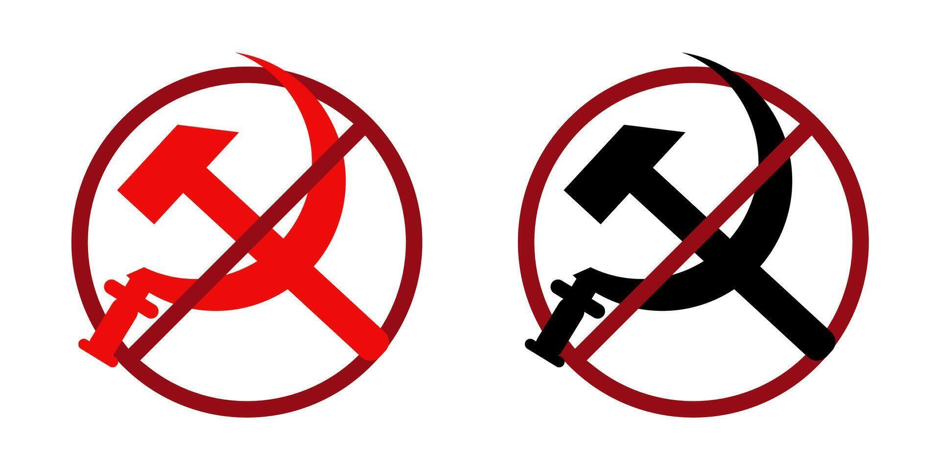 communism ban prohibit icon. Not allowed ussr symbols . vector