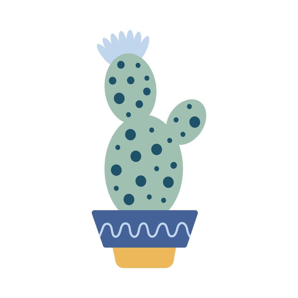 Cute cacti in boho style. Cactus seamless pattern. Trendy boho background. Cacti fabric print design. Succulent textile. Flat design, doodle style, white background vector