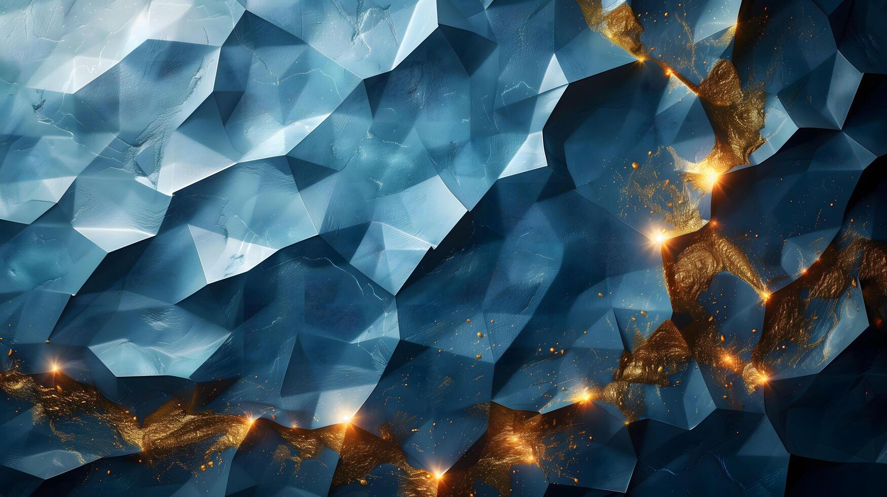 AI generated abstract blue background with gold accents, blue background. photo