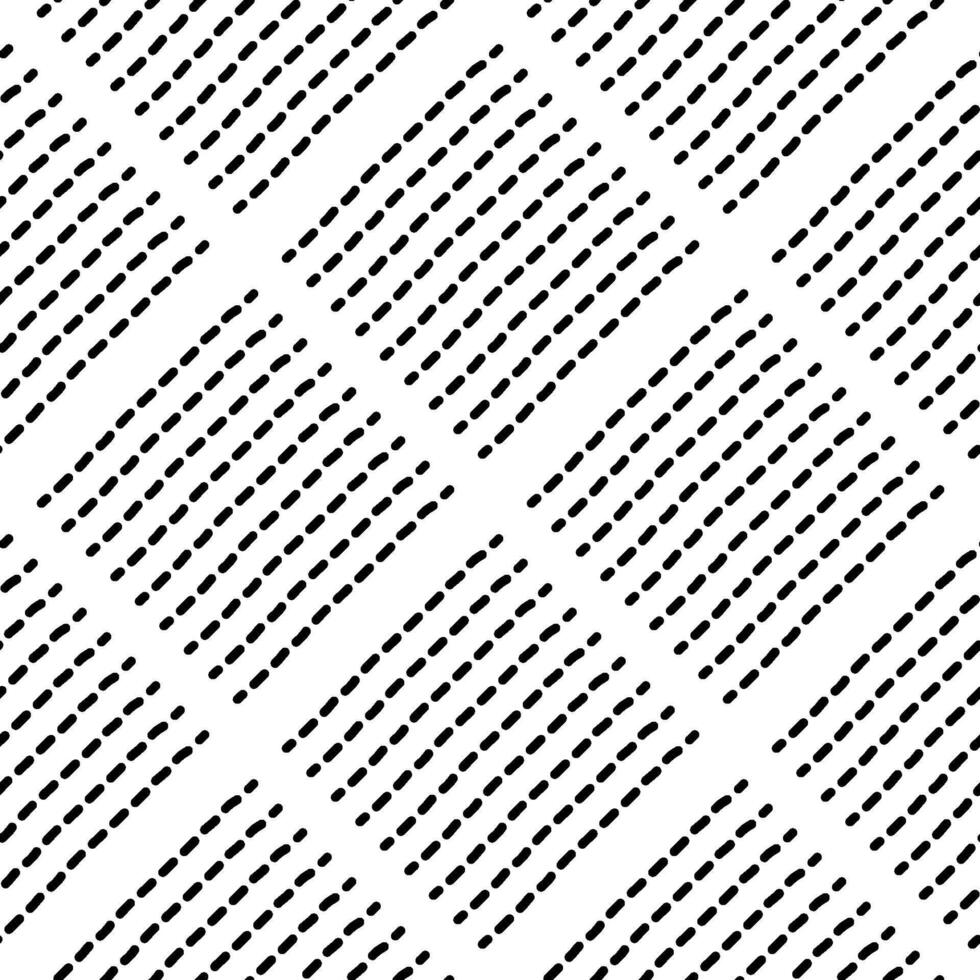 Linear small dash pattern. Black seamless square minimal vector background. Abstract simple scandinavian texture design. Repeat brush stroke diagonal line. Endless squiggle noise decor illustration.