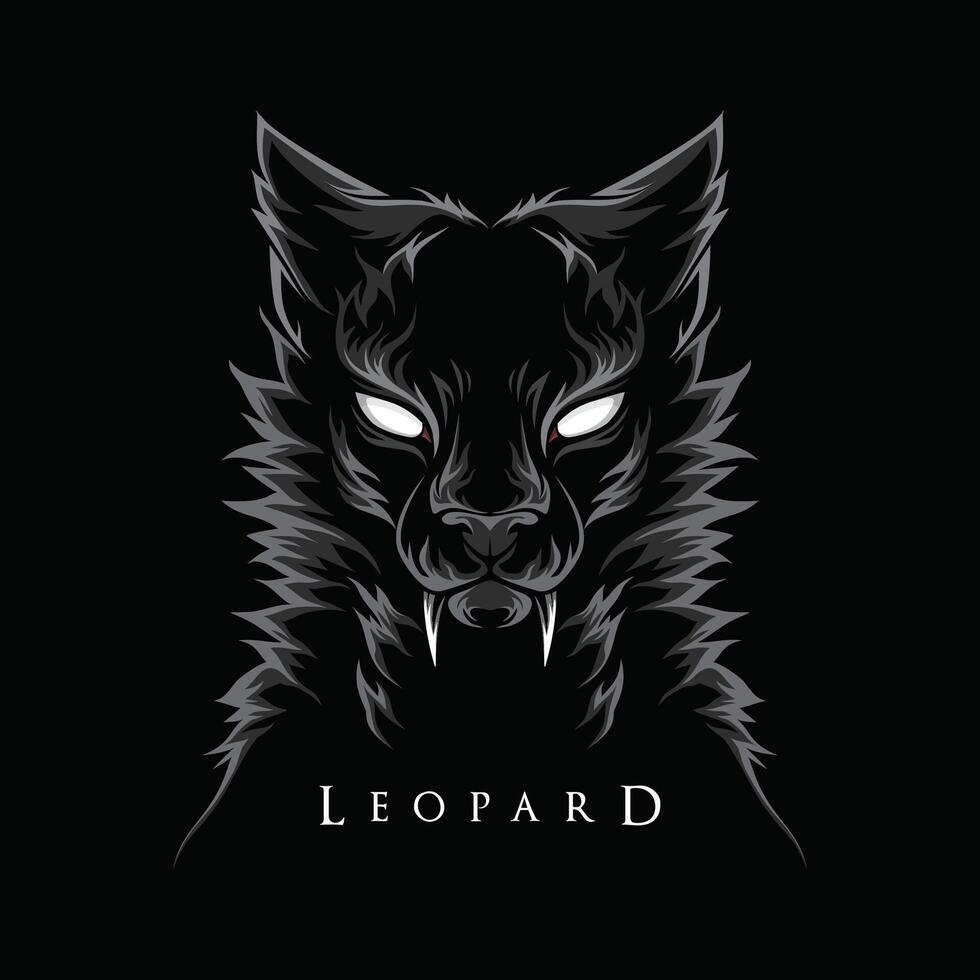 Scary leopard illustration vector