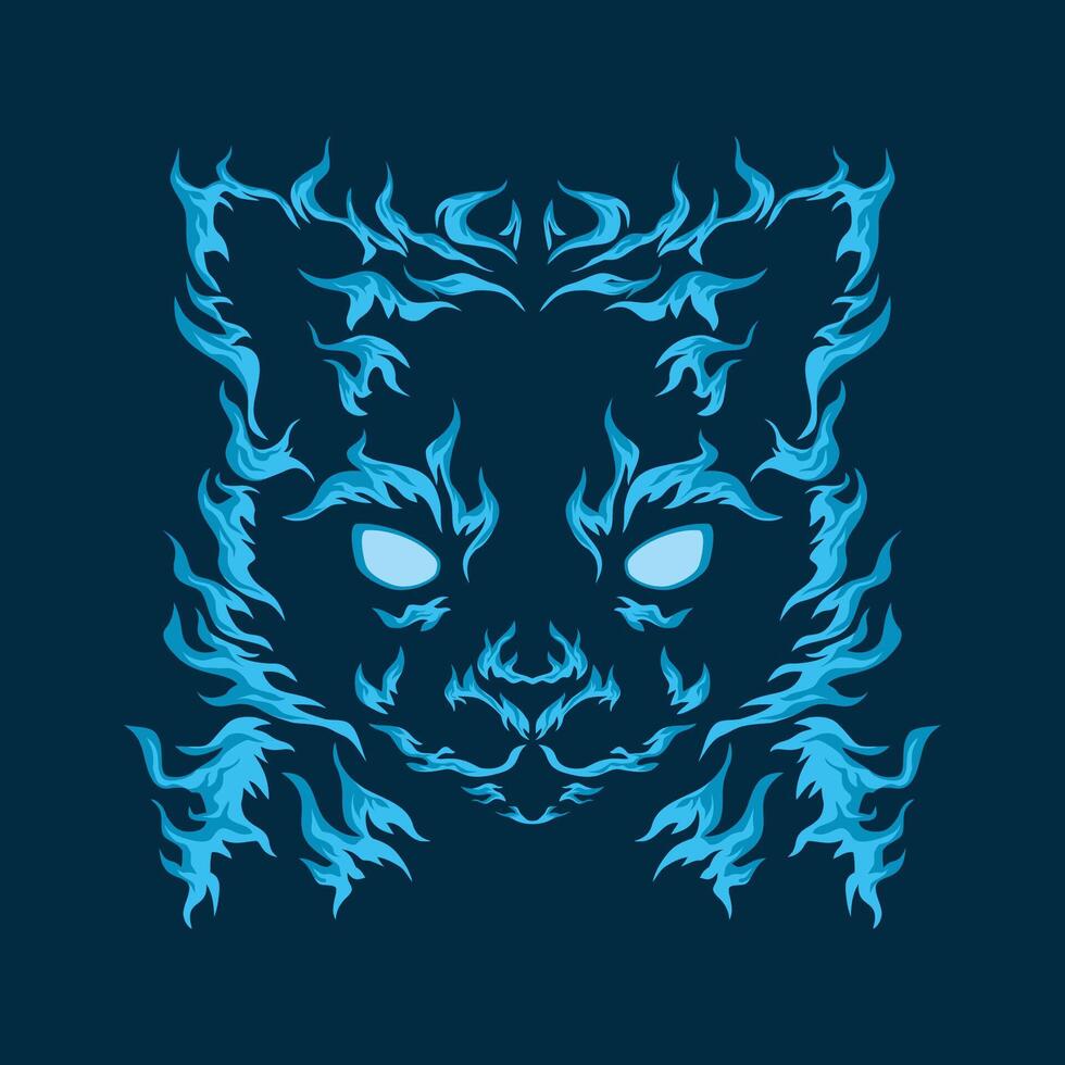 Cat blue fire illustration vector
