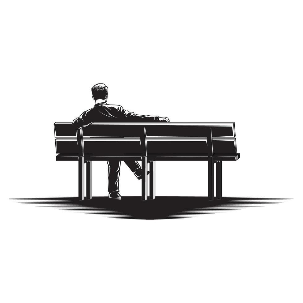 Man sit in chair view back illustration vector