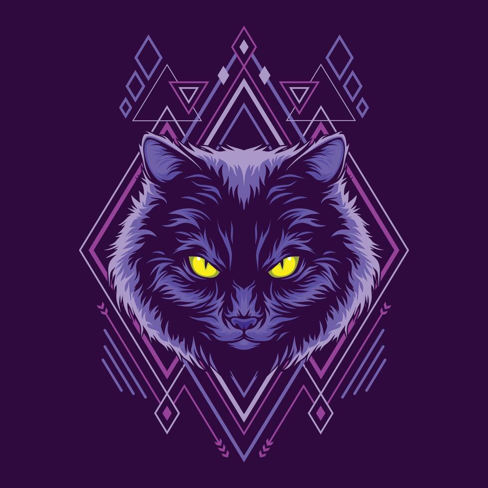 Cat head geometry style illustration vector