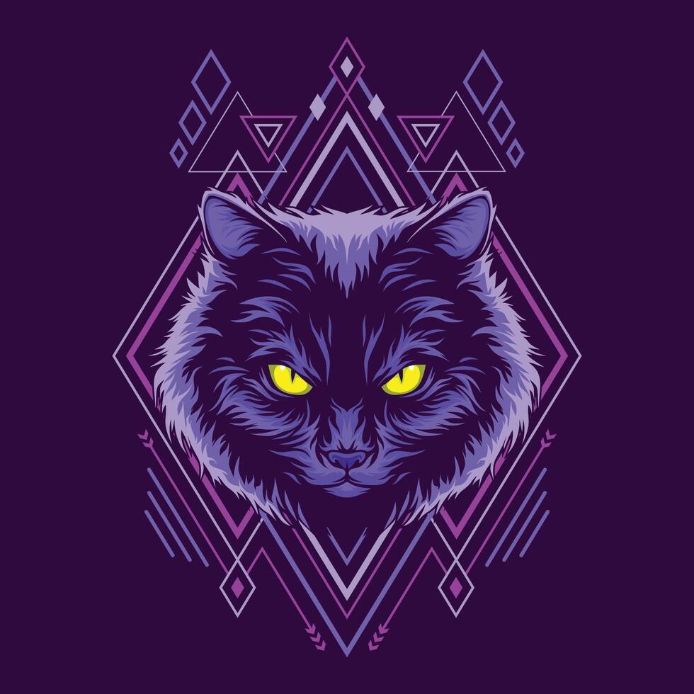 gato cabeza geometría estilo ilustración vector