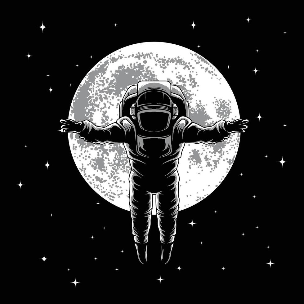 Astronaut on the moon illustration vector