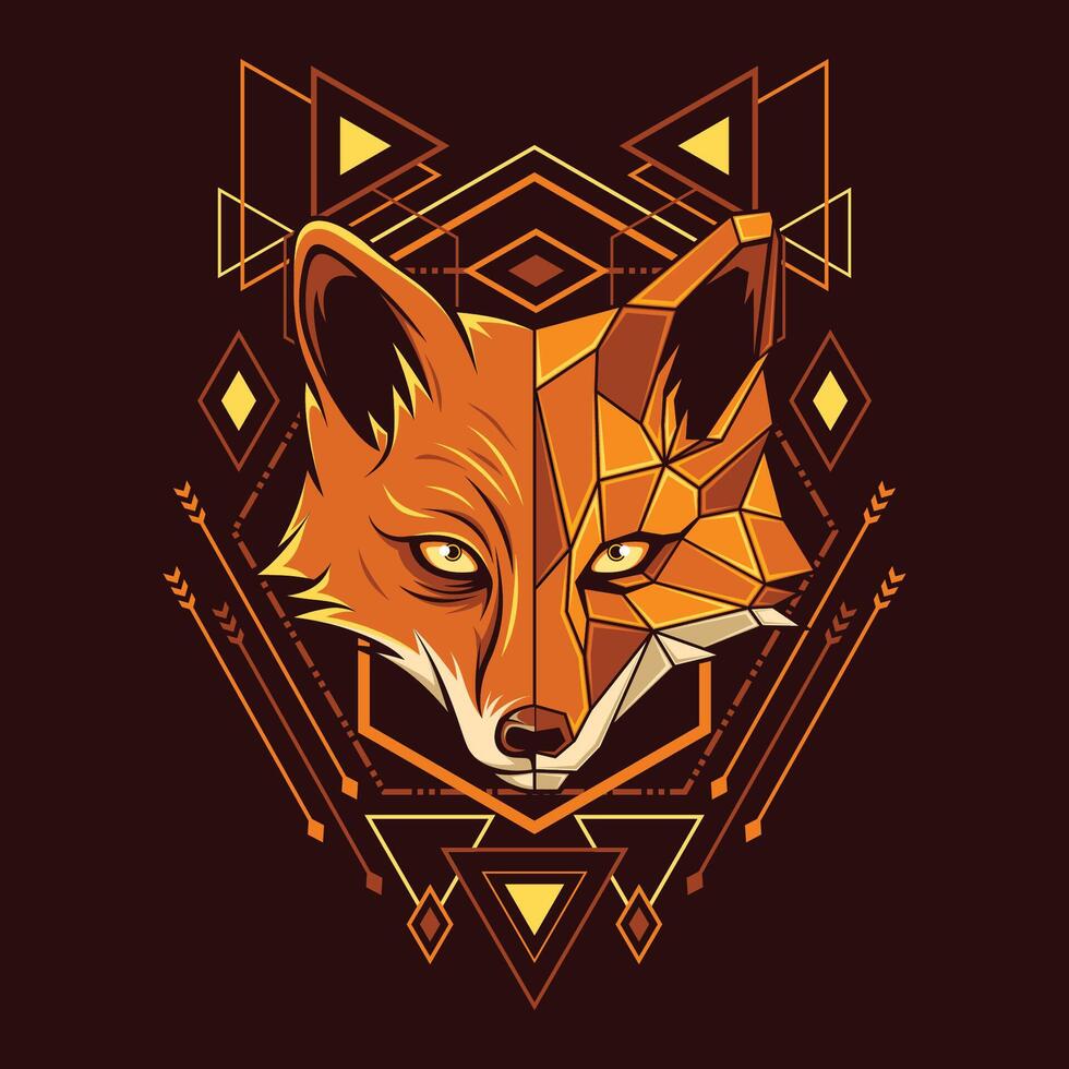 Fox head geometry illustration vector