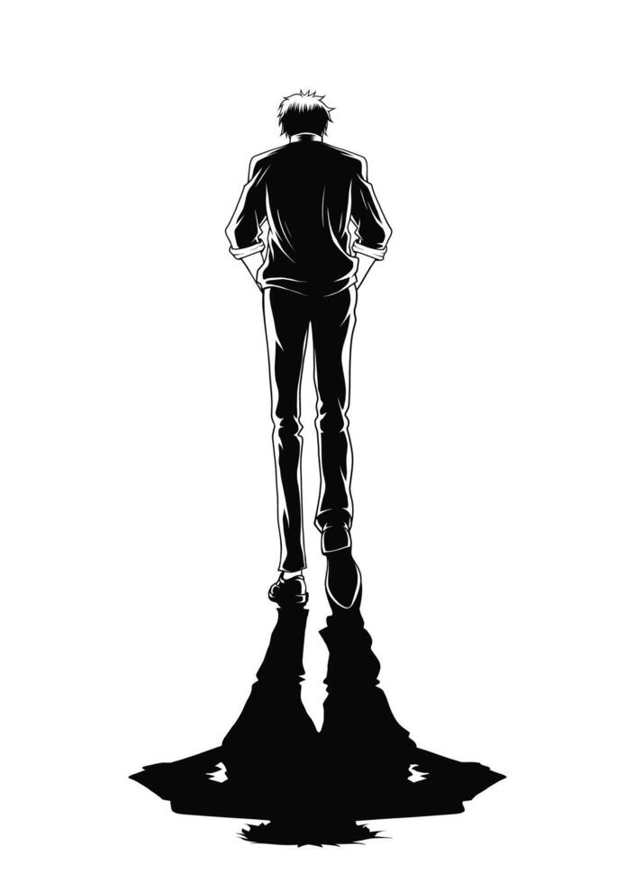 Elegant Walking Man View Back Illustration Vector