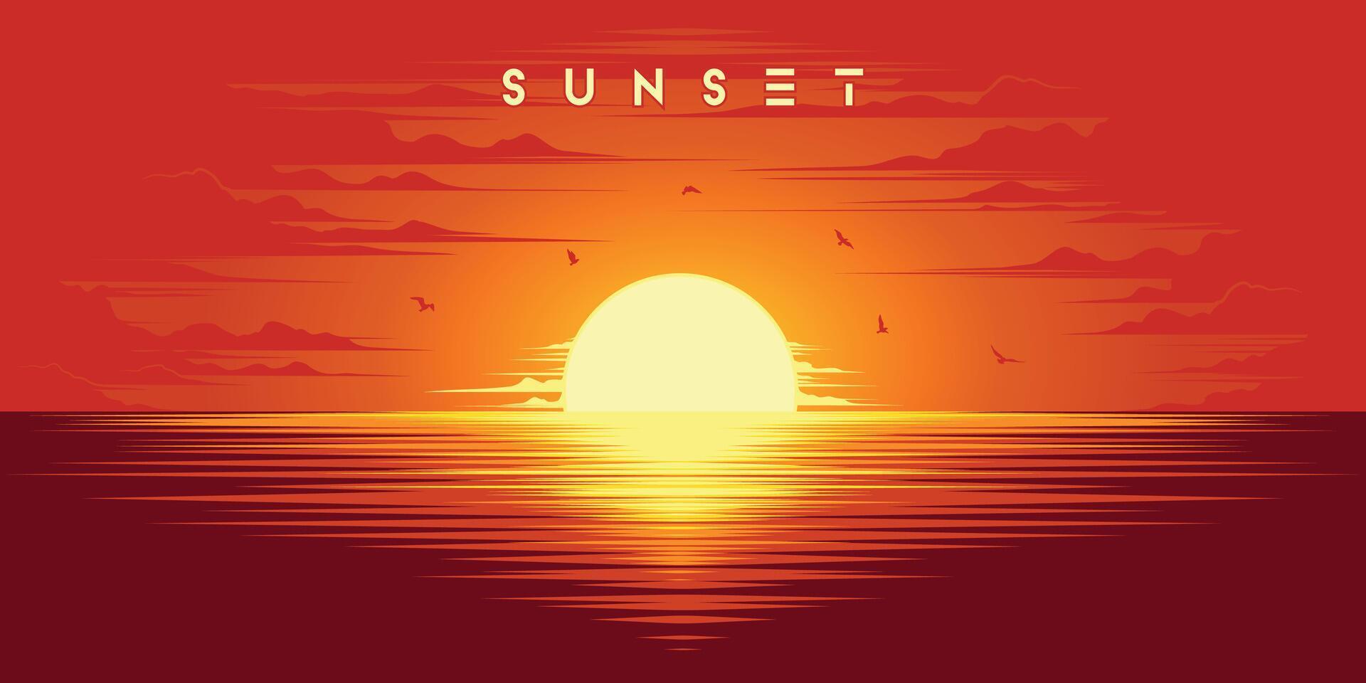 Beautiful sunset illustration vector